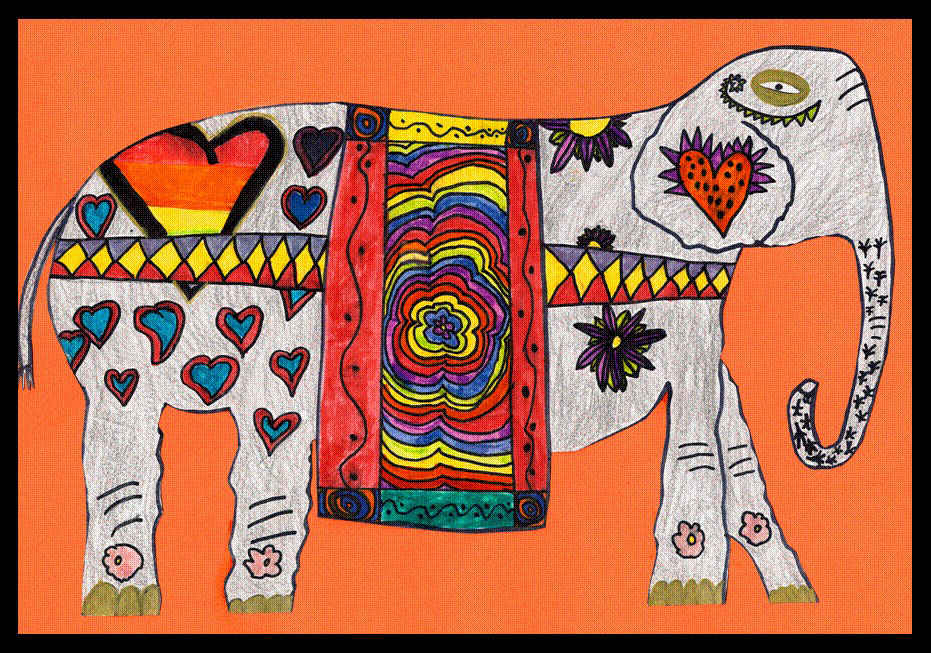 Rainbow Elephant Card
